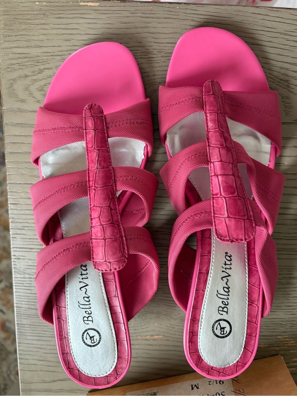 Bella Vita Bright Pink Strappy Slip-On Sandals